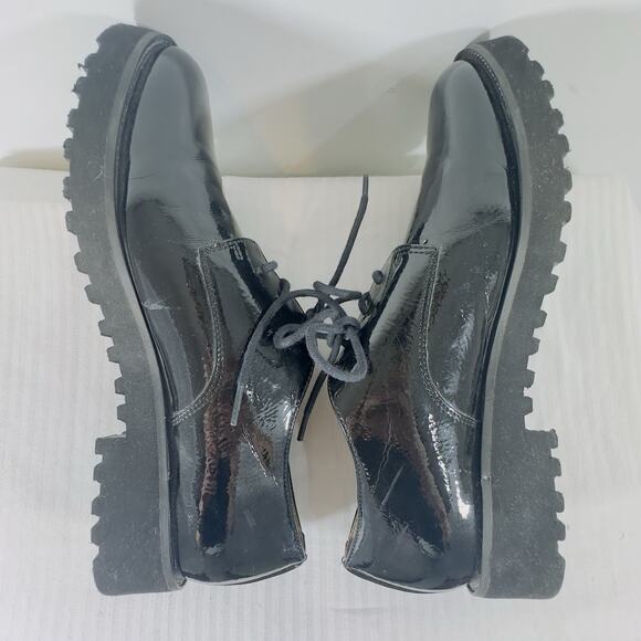Franco Sarto Conroe Black Faux Patent Leather Lug Sole Oxford Shoe Women 7.5 - Picture 10 of 10